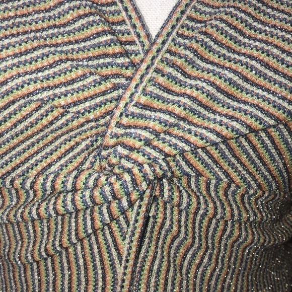 Ramy Brook Multicolored Ribbed All Over Metallic Design Long Sleeve Blouse XS - Picture 7 of 16